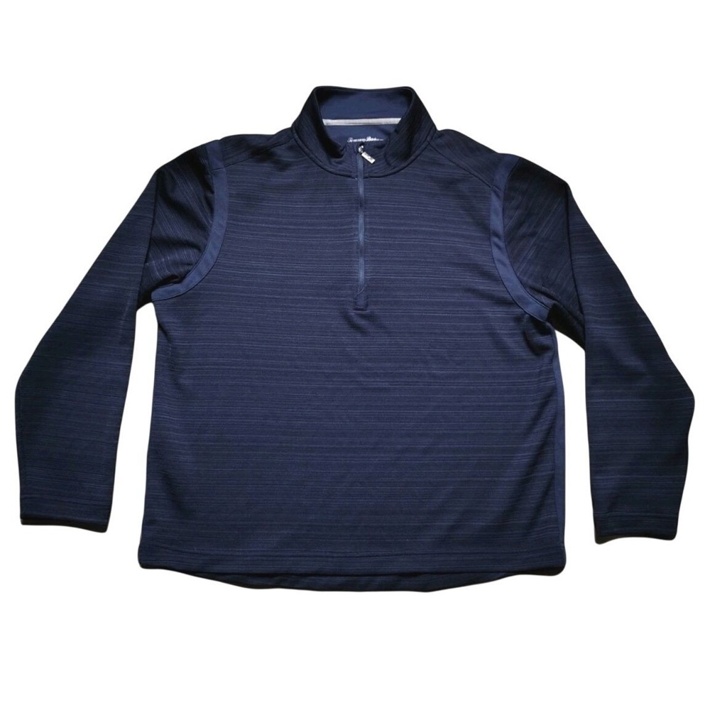 Tommy Bahama Island Zone Men L Blue 1/4 Zip Long Sleeve Sweater Golf Performance